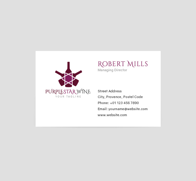 053-Purple-Star-Wine-Logo-&-Business-Card-Template-Front