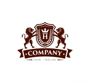 Lion Crest with Crown Logo & Business Card Template