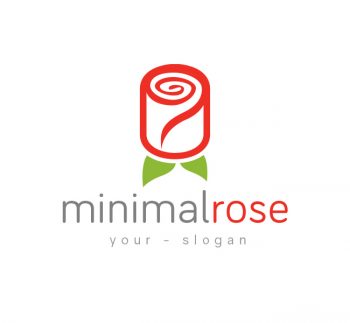 Minimal Red Rose Logo & Business Card Template