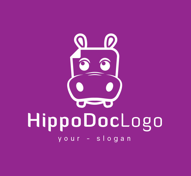 Pre-Designed-Logo-Hippo-Doc-White
