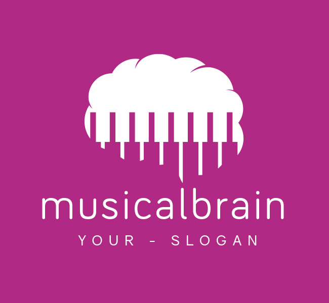 Pre-Designed-Logo-Music-Brain-White