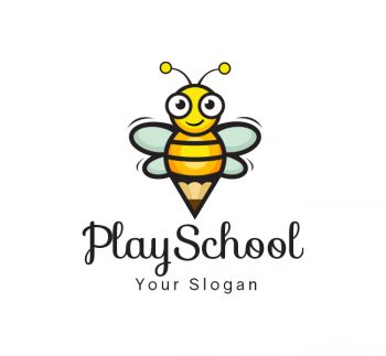 Happy Bees Play School Logo & Business Card Template