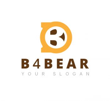 B with Bear Face Logo & Business Card Template