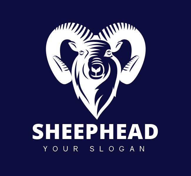 Stock-Logo-Sheep-Head-White