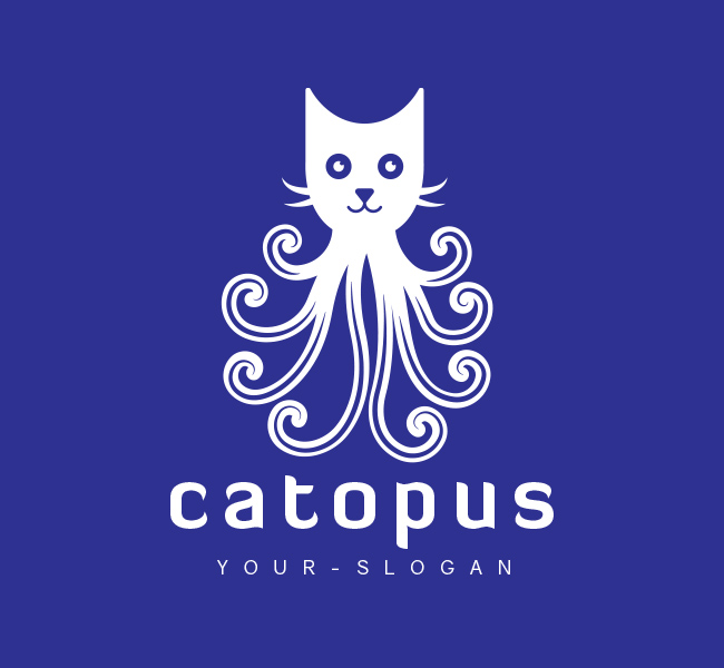 Pre-Designed-Logo-Octopus-White
