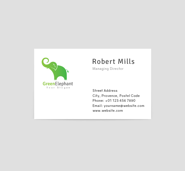 Green-Elephant-Business-Card-Template-Front