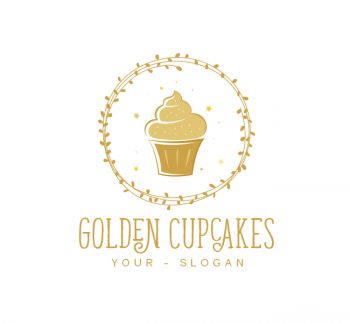 Golden Cupcake Logo & Business Card Template