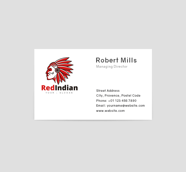 Red-Indian-Face-Business-Card-Front