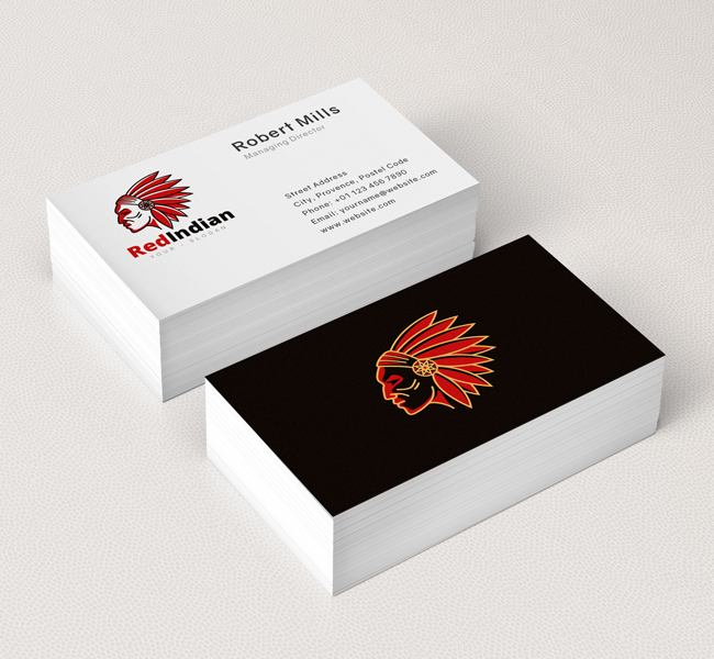 Red-Indian-Face-Business-Card-Mockup