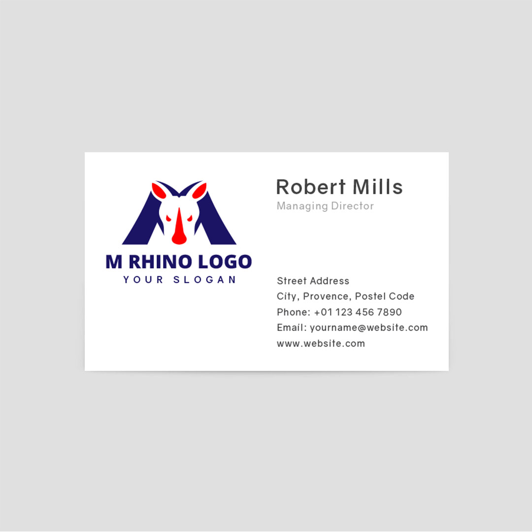 667-Letter-M-Rhino-Business-Card-Front